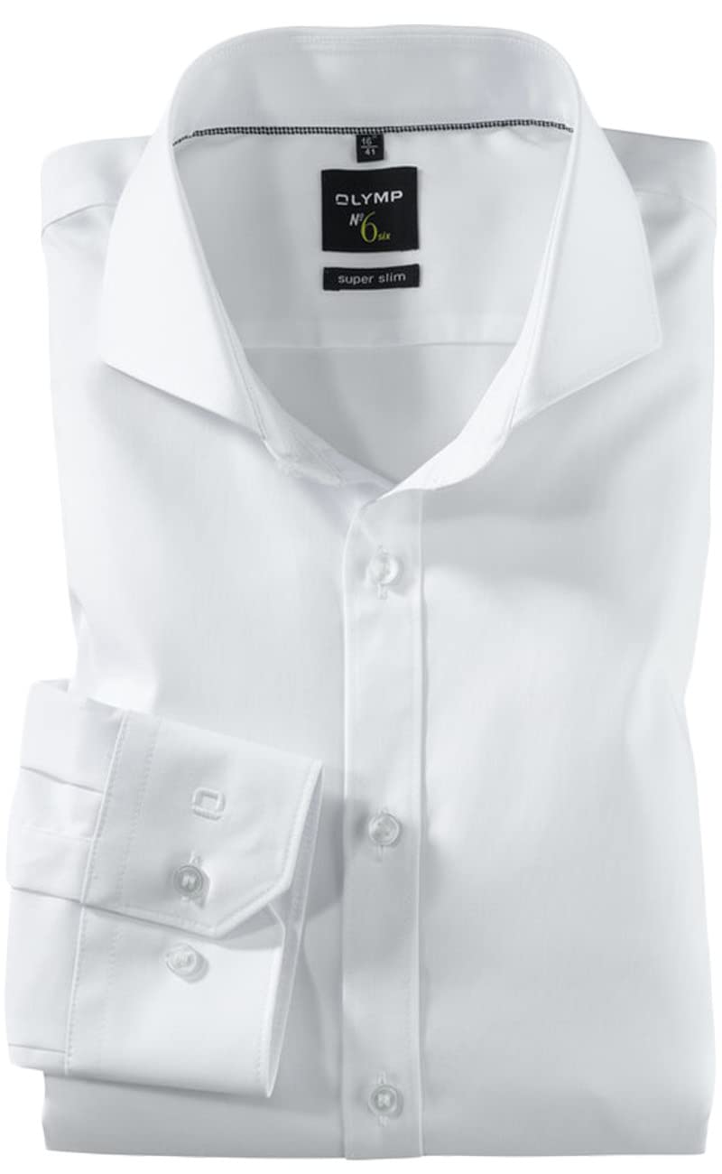 OLYMP Herren Businesshemd Langarm No.Six,Einfarbig,super Slim,Urban Kent 36 Weiã, 36 Weiã