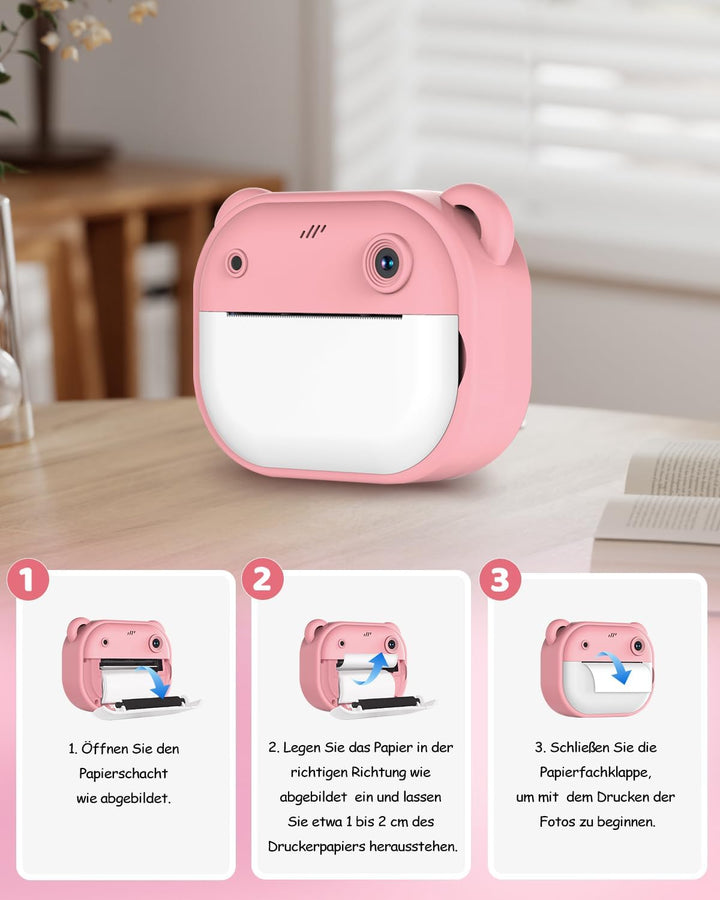 Sofortbildkamera Kinder, 1080P Dual-Linse Kinderkamera Sofortbildkamera, 2" Bildschirm Digitalkamera