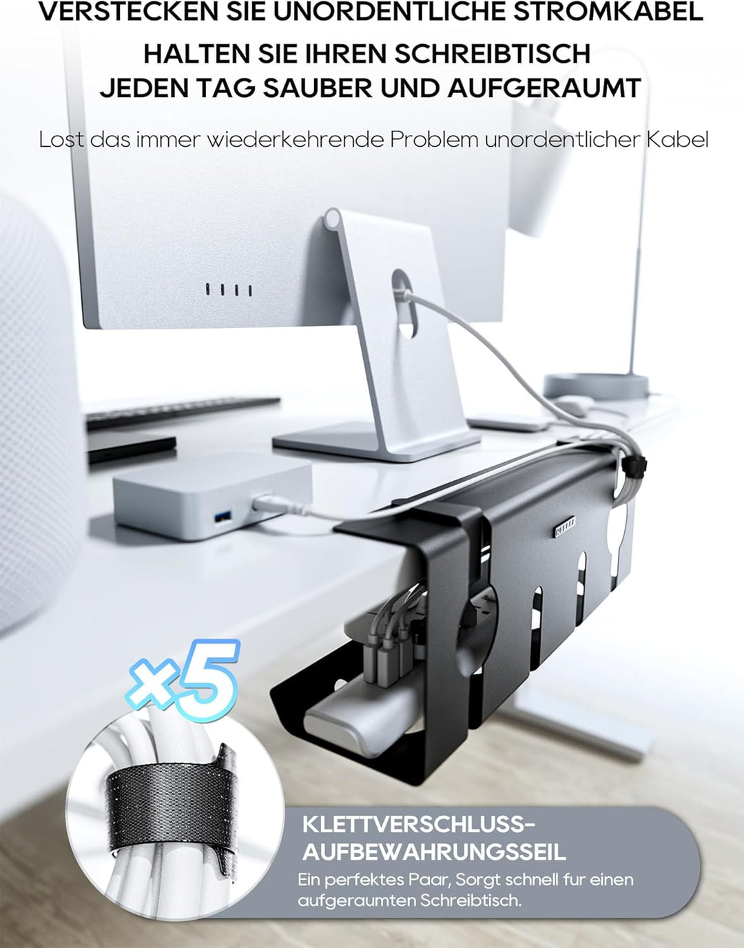 NODOCA Kabelmanagement unter dem Schreibtisch, Ohne Bohren Untertisch Kabelmanagement, Kabelkanal Sc