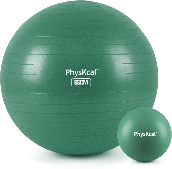 PhysKcal Gymnastikball und 23 cm Pilatesball Set, Anti Burst Gymnastikball, Anti-Rutsch-Sitzball, Ba