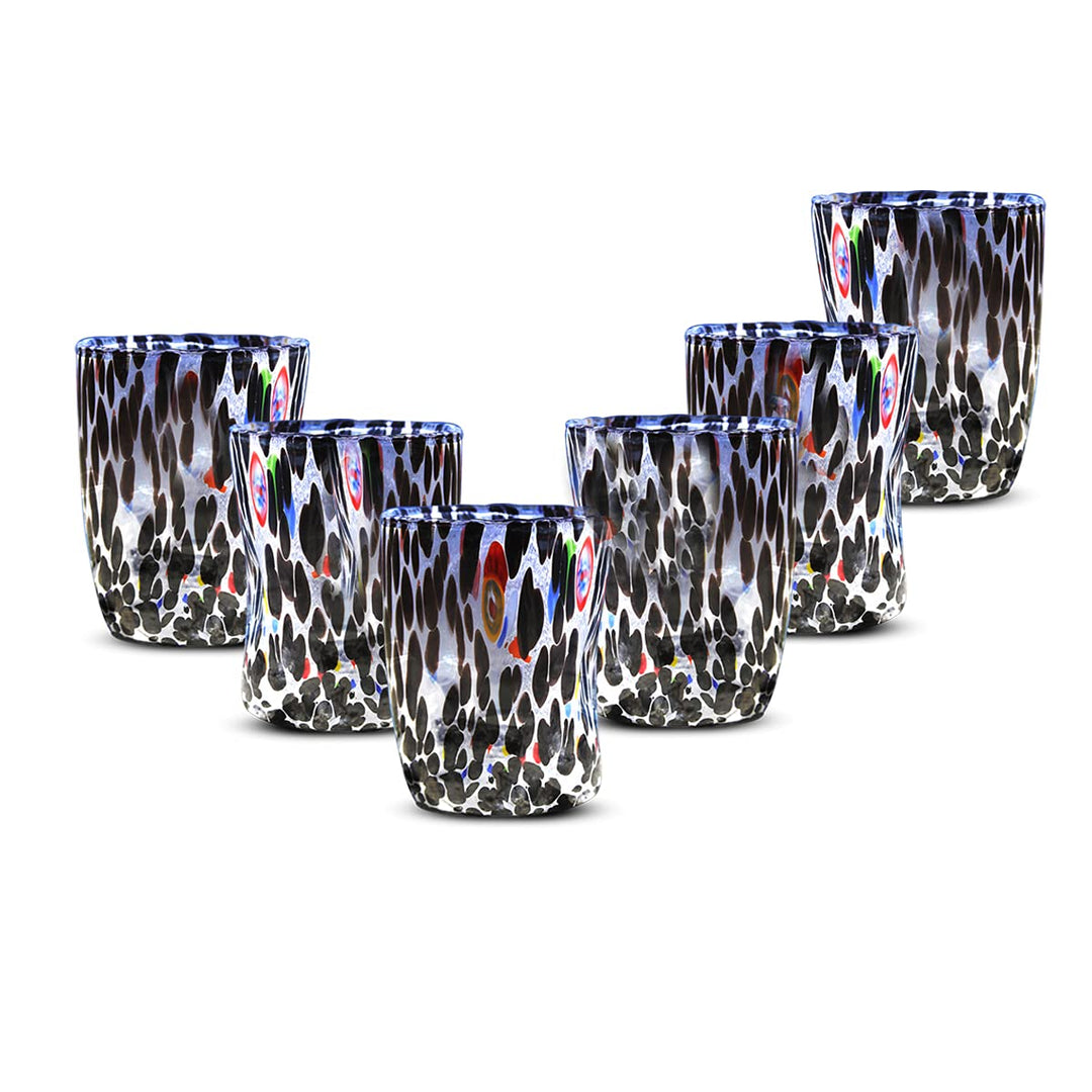 Gocce di Murano Set mit 6 Goto-Gläsern aus mundgeblasenem Muranoglas, 300 ml, Handarbeit, bunt, 6 St