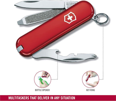 Victorinox Rally, Schweizer Taschenmesser Mini für Schlüsselanhänger, Swiss Army Knife, 9 Funktionen
