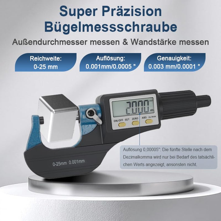 Beslands Mikrometer Digital Bügelmessschraube 0-25mm/ 0.001mm Hohe Präzision Elektronische Digitale