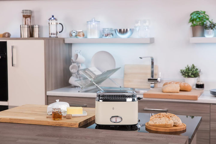 Russell Hobbs Toaster [für 2 Scheiben] Retro Edelstahl Creme (Countdown-Anzeige im Retrodesign, inkl