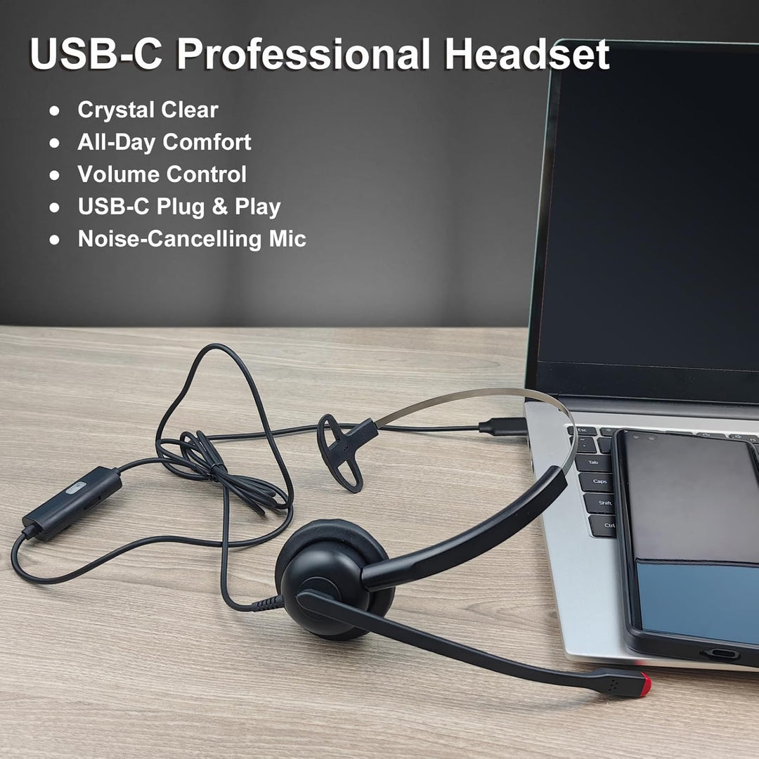 Callez USB-C Headset mit Mikrofon Noise Cancelling, Kabelgebundene Typ-C Kopfhörer für iPhone 17/16/