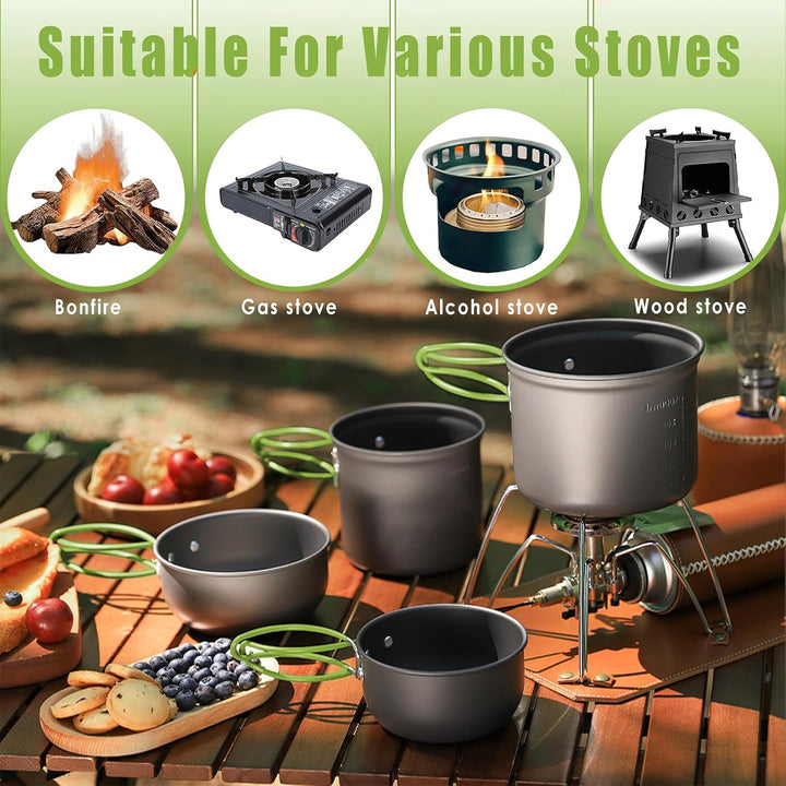 Camping Kochgeschirr Set, Essgeschirr Outdoor, Outdoor Kochset, Camping Kochgeschirr Set für 1-2 Per