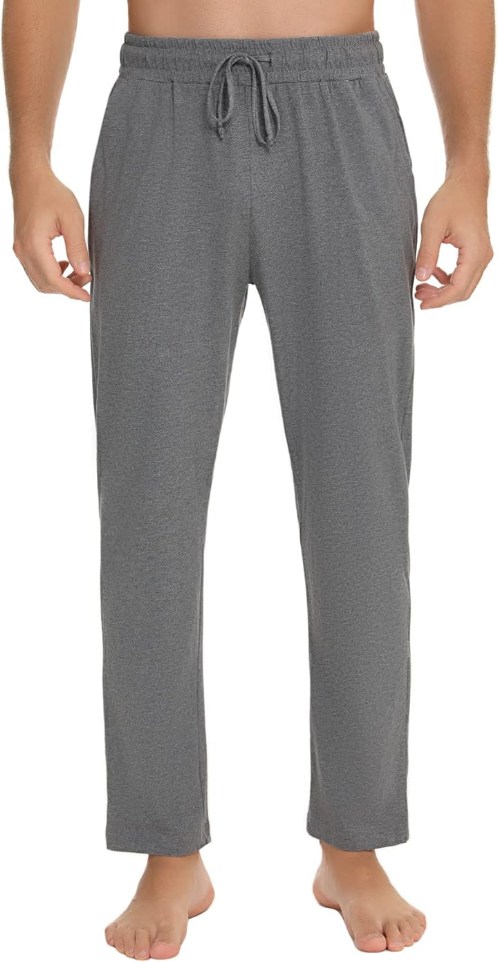 Marvmys 100% Baumwolle Herren Lange Schlafanzughose Einfarbige Pyjamahose Schlafhose Haushose Freize