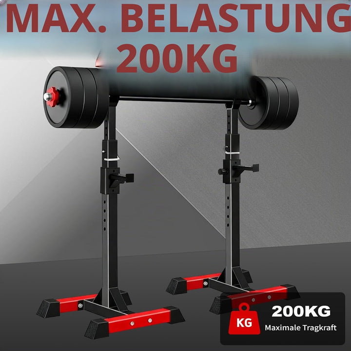 ISE Hantelständer Squat-Rack mit 6 Höhenverstellbar Langhantelablage,2 Einzelnen Ständern,Aus pulver