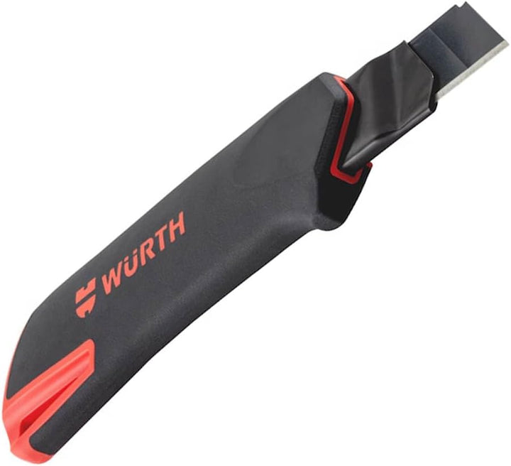 Würth 2K Cuttermesser 25mm inkl. 1 + 10 Abbrechklingen extrem scharf schwarz 071566296 Teppichmesser