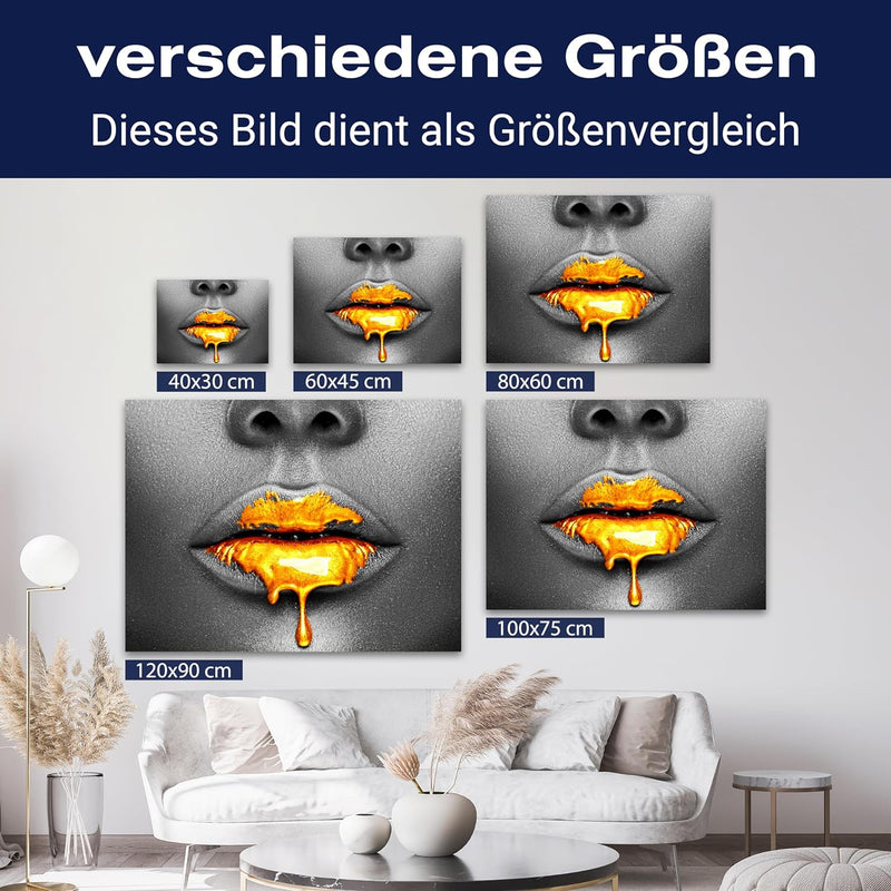 wandmotiv24 Leinwand-Bild Gold Collection, Grösse 60x45cm, Querformat, Frau in Grau mit Gold auf den