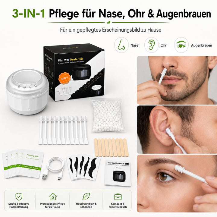 Nasenhaarentferner Wachs, Waxing Set mit Mini Wax Maschine und Nasenhaar Wachs Sticks, Wax Nasenwach