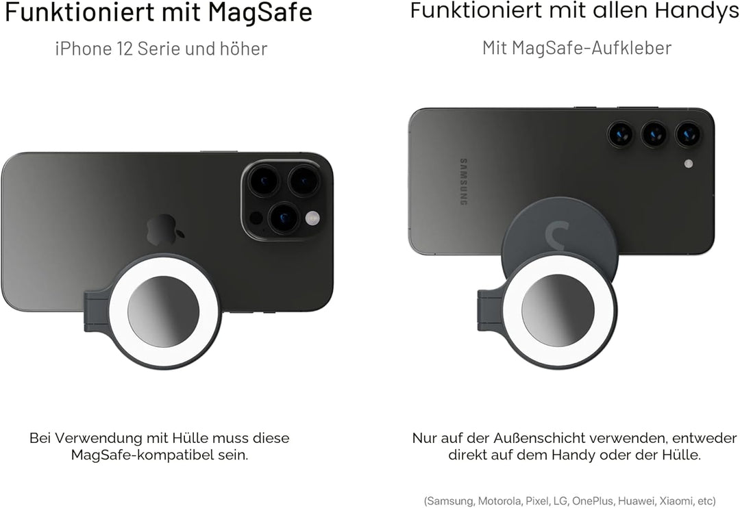 ShiftCam SnapLight – LED-Selfie-Ringlicht mit vier Helligkeitseinstellungen und eingebautem Akku – m