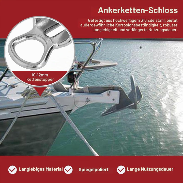 Ankerkettenschloss, für 0.4-0.5in Kettenanker Kettenschloss Ankerkettenstopper Seilfestmacher Hardwa