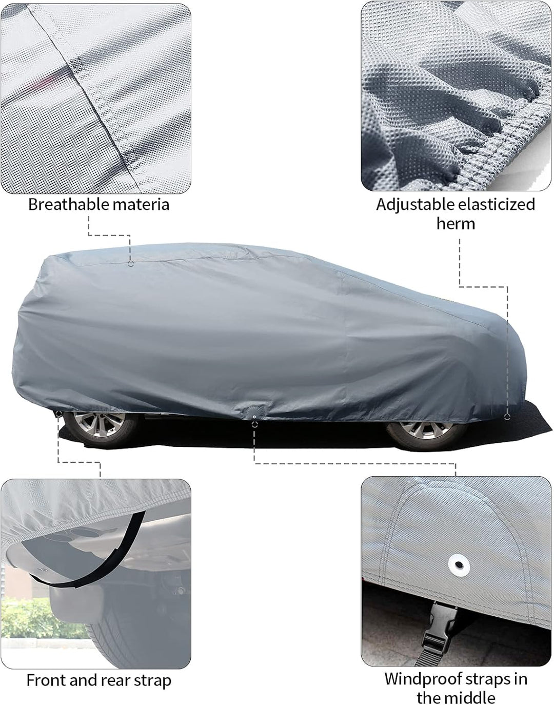 Leader Accessories 3-lagige atmungsaktive Vollgarage Autoplane leichte Ganzgarage Autoabdeckung für