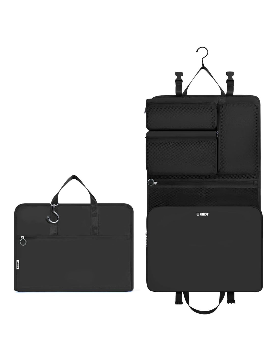 WANDF 6-in-1 Packing Cubes Koffer Organizer mit 360°-Aufhängehaken, Wasserabweisende Packwürfel Komp