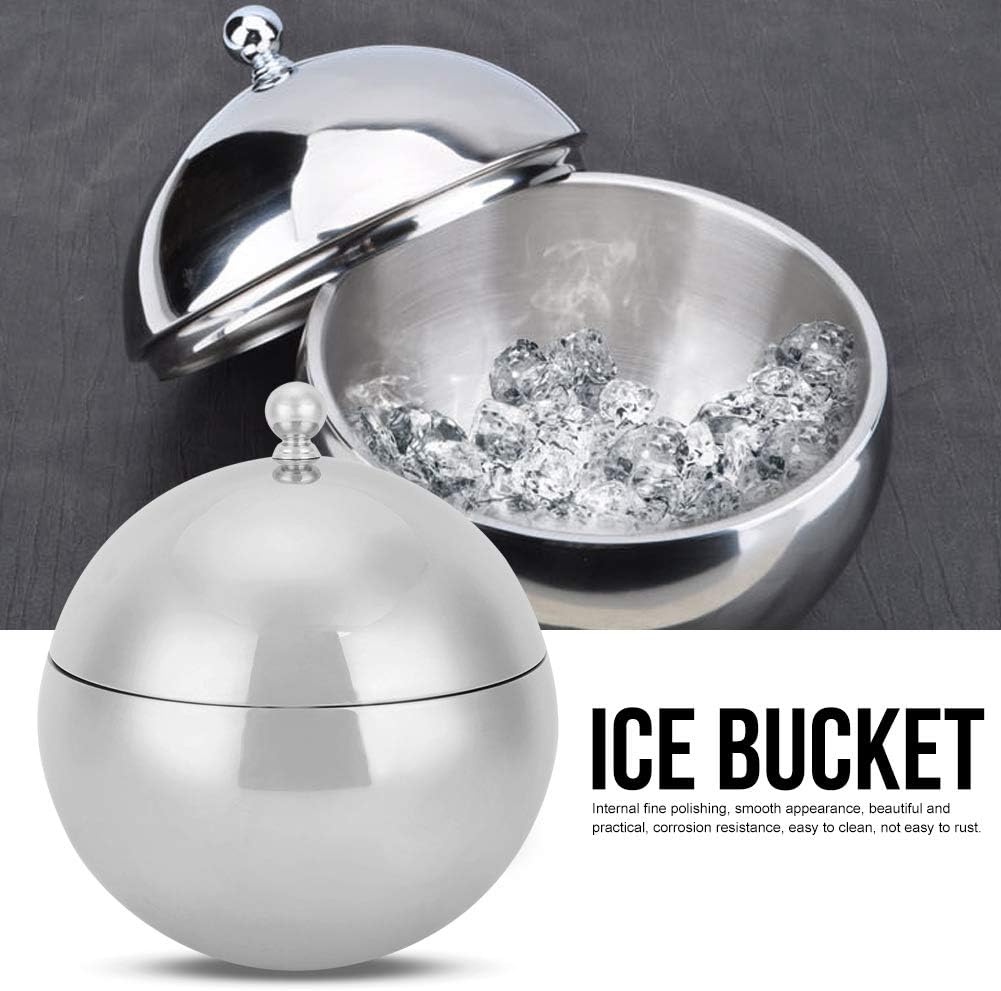 Alvinlite 2L Eiskübel mit Deckel, Eisbehälter für Eiswürfel, Edelstahl Behälter mit Deckel, Eiswürfe