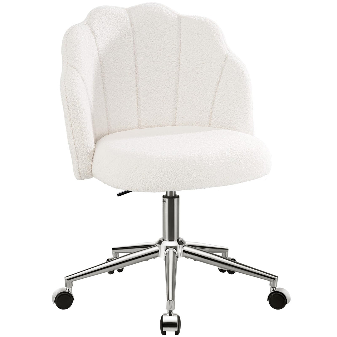 Schminktisch Stuhl mit Rollen, Drehstuhl für Mädchen, Muschelstuhl für Schlafzimmer und Home Office，