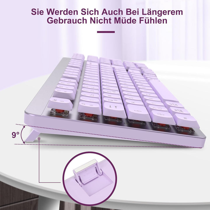LeadsaiL FA98 Mechanische Tastatur und Maus Set Kabellos, QWERTZ Layout Funktastatur mit Maus, Low-P