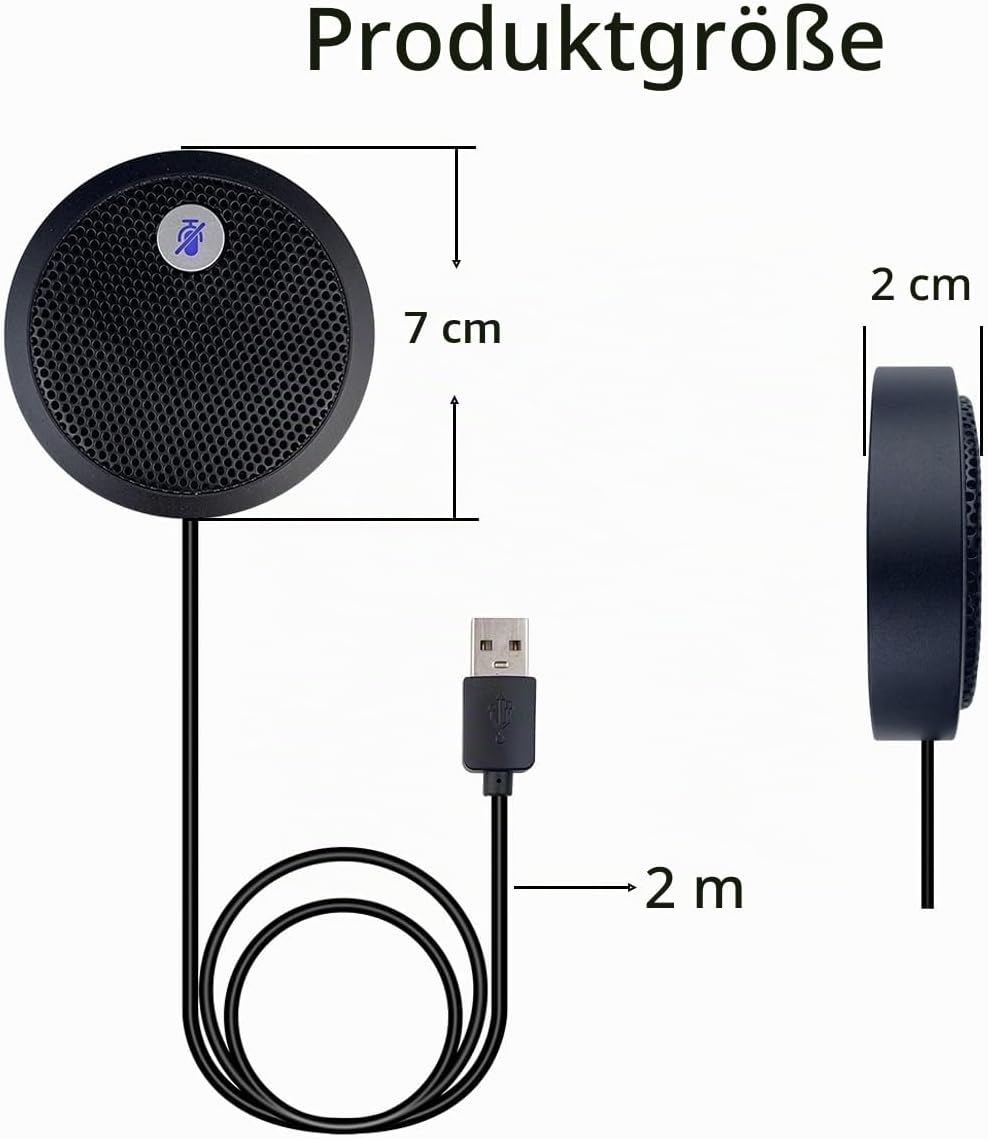 USB-Computer-Mikrofon, Konferenz-USB-Mikrofon, Stummschalter mit LED-Anzeige, Omnidirektionales PC K
