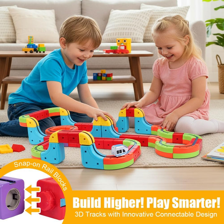 68 Stück Clickrail Electric Train Set, Magisches Schienen WüRfel Zug Set, Cube Track Block Zug mit S