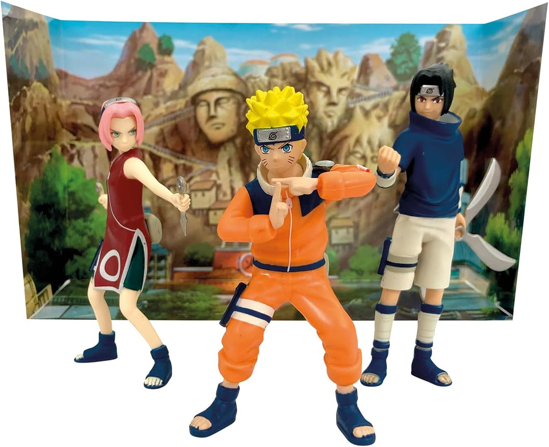 Comansi Naruto Set mit 3 Nicht beweglichen Figuren, Sasuke und Sakura, 10 cm