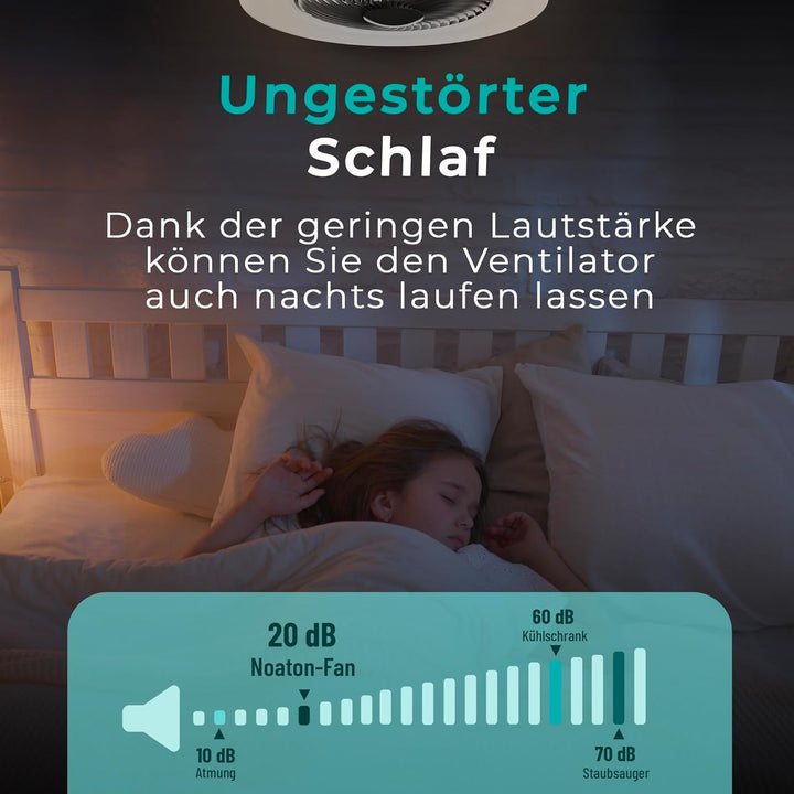 Noaton Deckenventilator mit Beleuchtung 12058B Triton, Schwarz, LED Dimmbar, 3 Farbtemperaturen, Fer