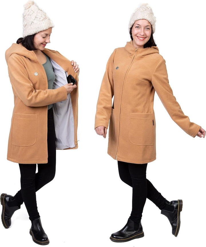 Viva la Mama - schicker Umstands- und Tragemantel für den Winter - VALENTIN S Beige - Vorn Tragen, S