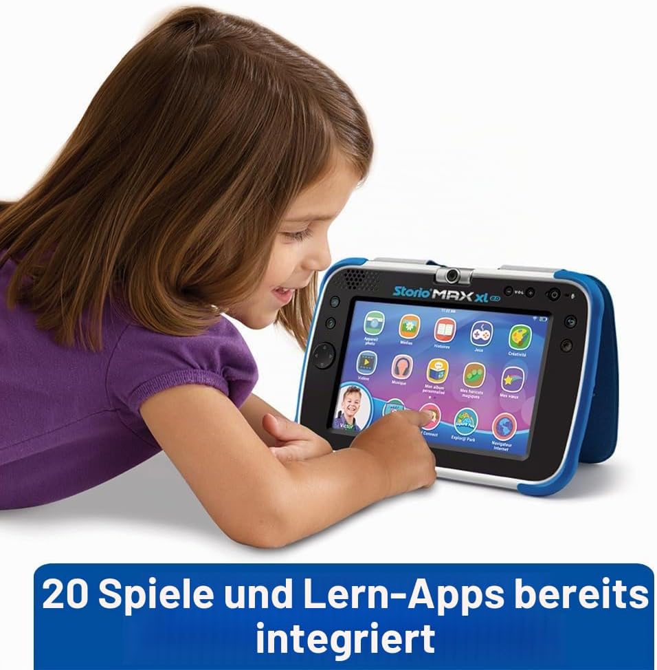VTech – Tablet Storio Max XL 2 blau – 7 Zoll Kinder-Tablet 1% Lernfunktion – französische Version Ei
