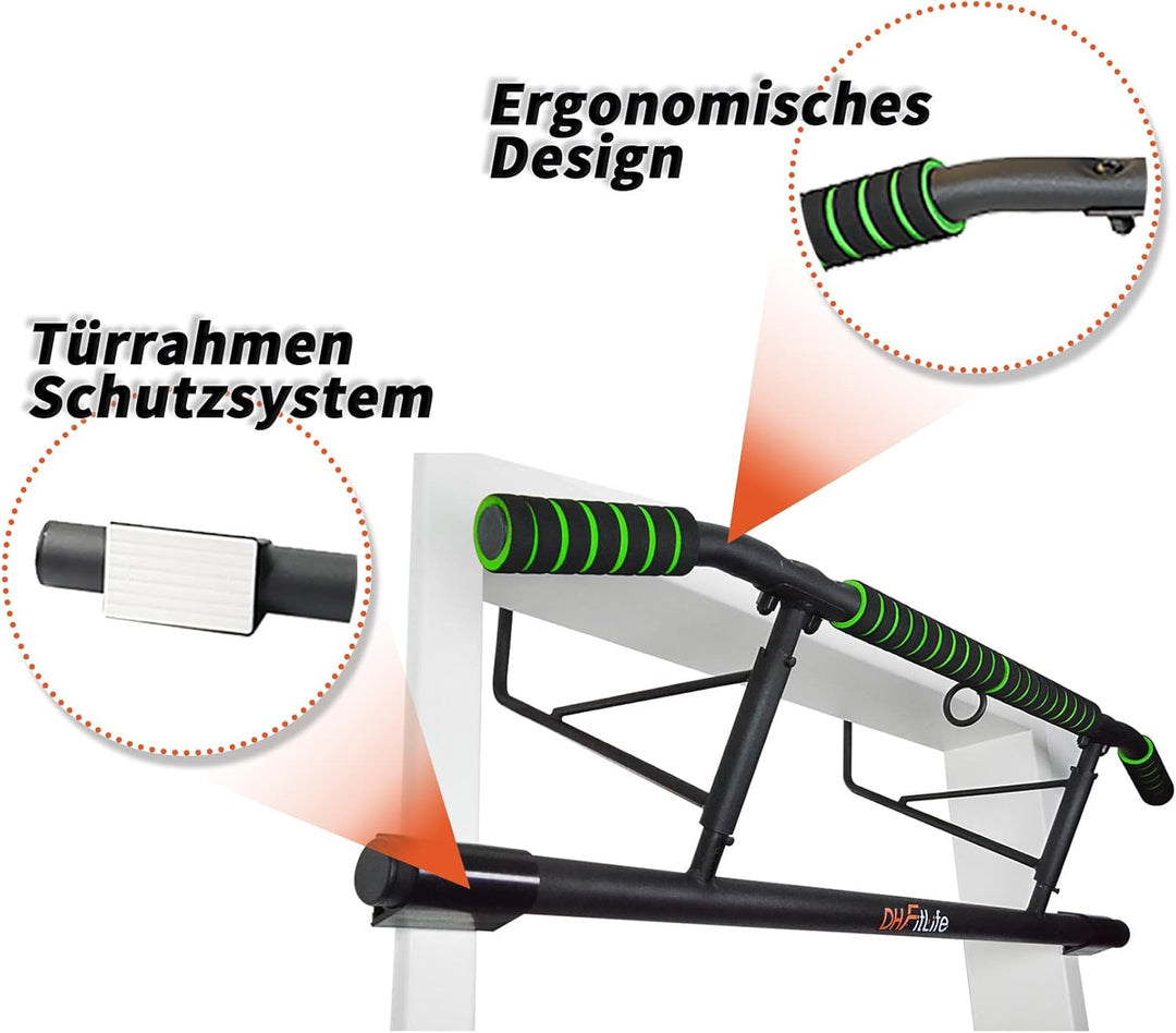 DH FitLife Klimmzugstange Türrahmen ohne Schrauben | Pull up bar Doorway | Türreck zum Krafttraining