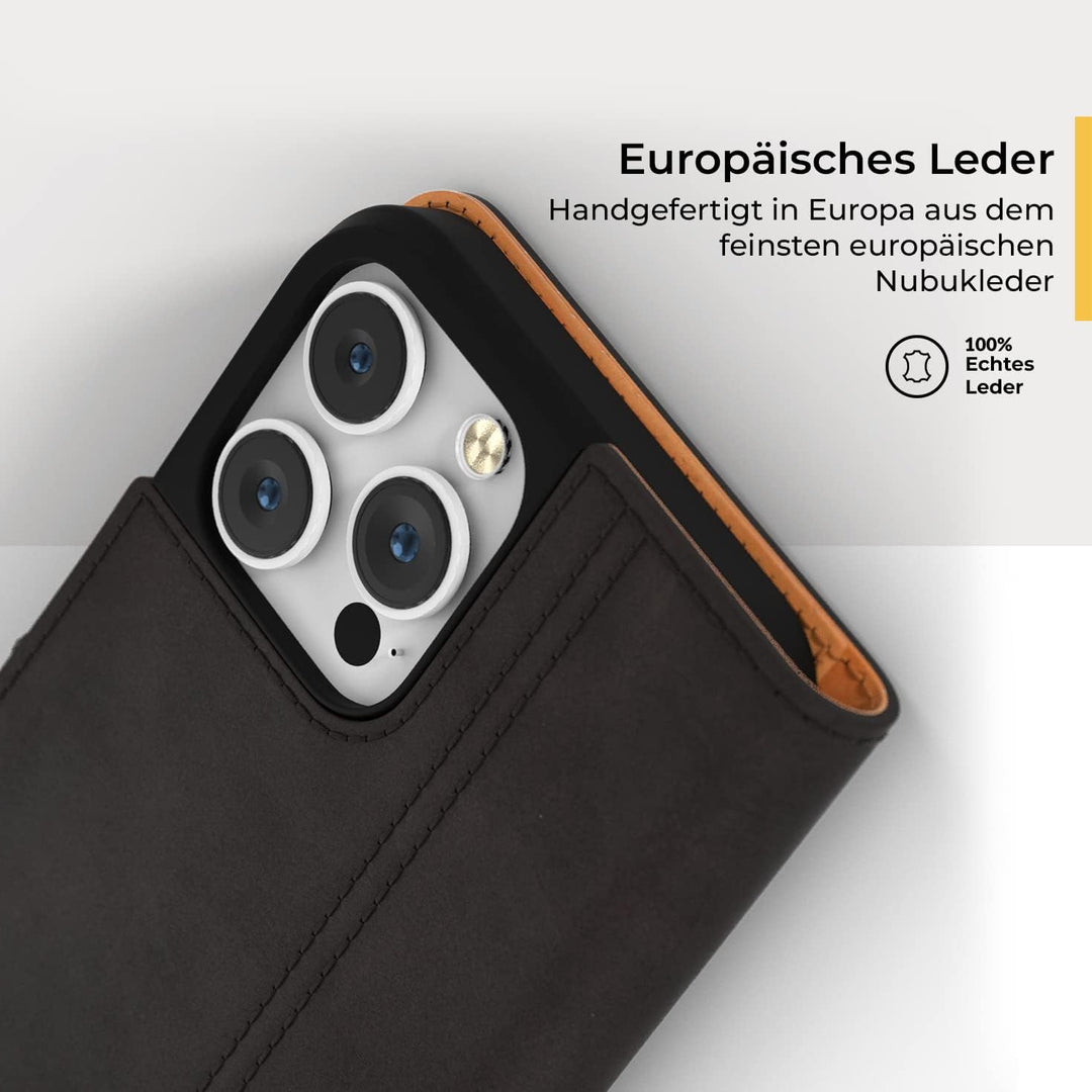 Snakehive iPhone 14 Pro Max Hülle Leder | Stylische Handyhülle mit Kartenhalter & Standfuss | Handyh