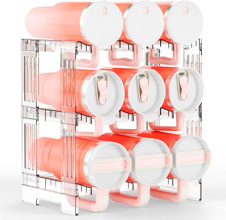 Stapelbarer Flaschenorganizer für Stanley Cup - Transparenter 3 Schichten Weinregal Flaschenhalter f