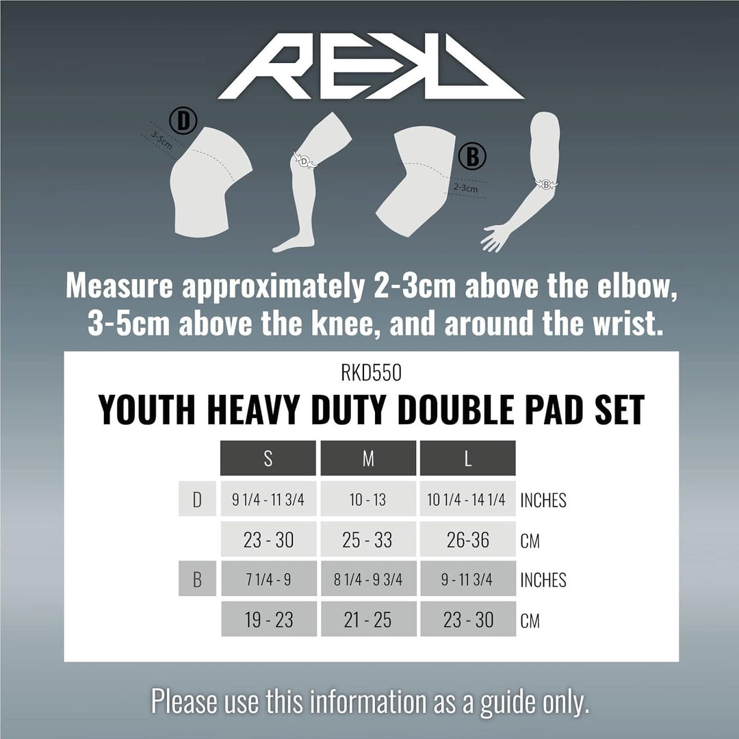 Rekd Youth Heavy Duty Double Pad Set Skateboard-Schutzset, Unisex, Erwachsene M Mehrfarbig (Black/Gr