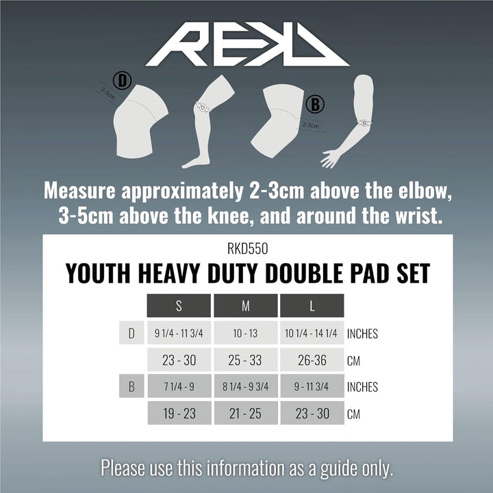 Rekd Youth Heavy Duty Double Pad Set Skateboard-Schutzset, Unisex, Erwachsene S Mehrfarbig (Black/Gr