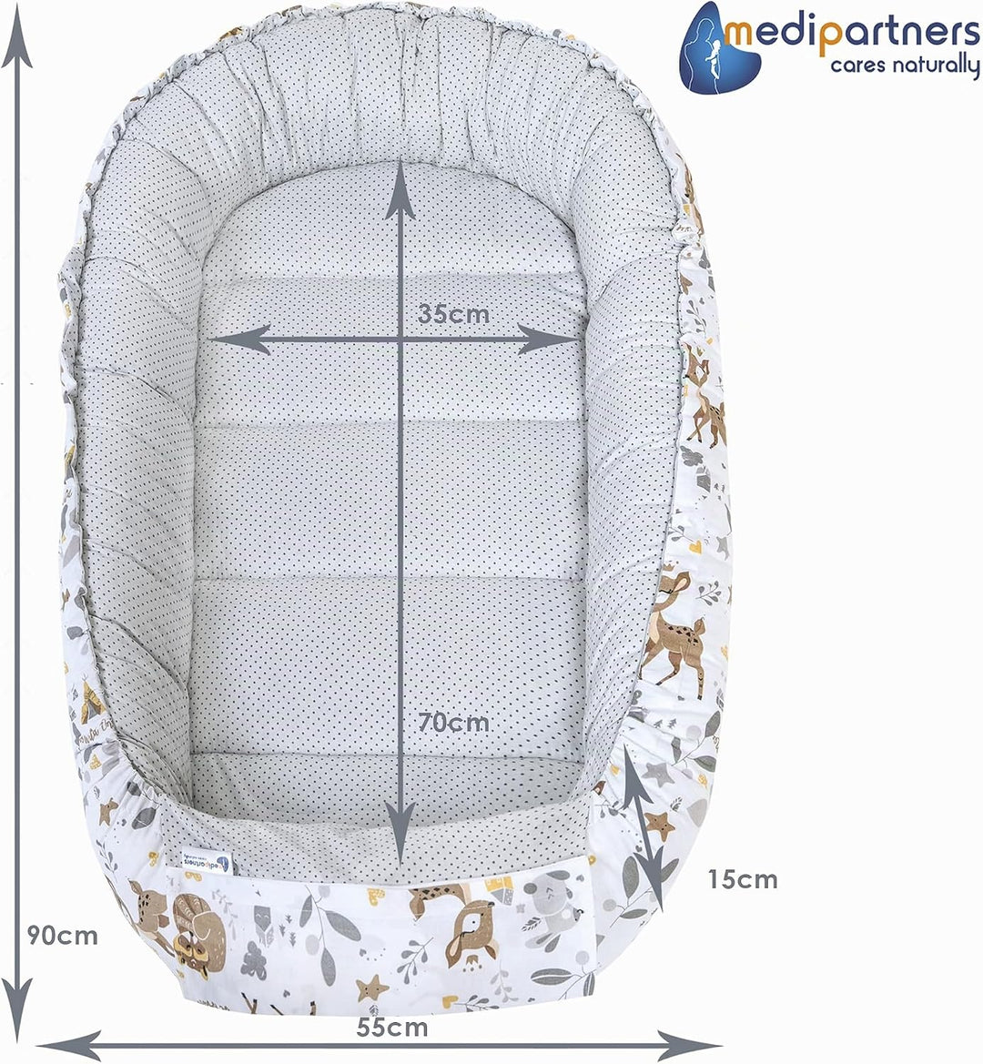Medi Partners Babynest Kuschelnest Babynestchen 100% Baumwolle Nestchen Reisebett für Babys Säugling