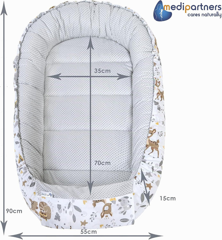 Medi Partners Babynest Kuschelnest Babynestchen 100% Baumwolle Nestchen Reisebett für Babys Säugling