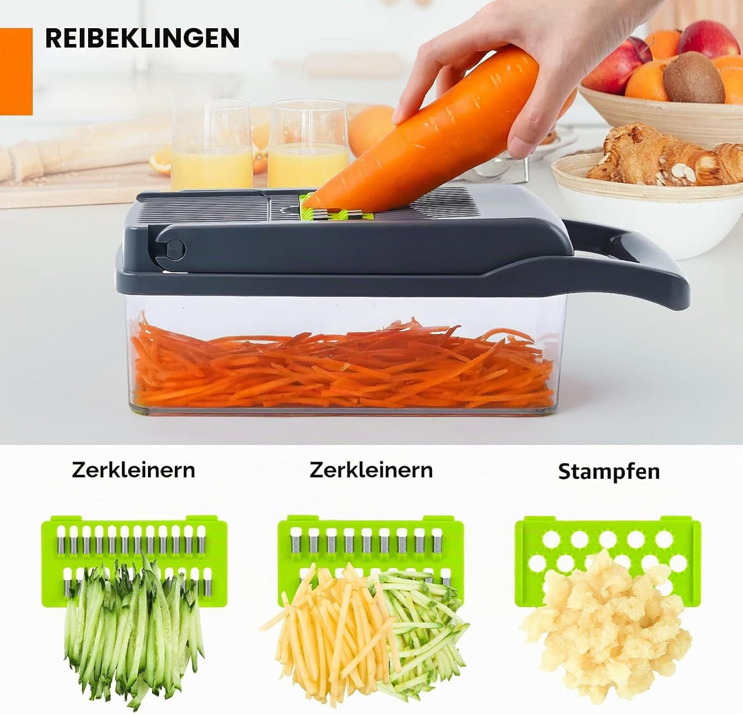 MAIPOR Gemüseschneider, Pro Zwiebelzerkleinererer, multifunktionaler 13-in-1 Lebensmittelzerkleinere