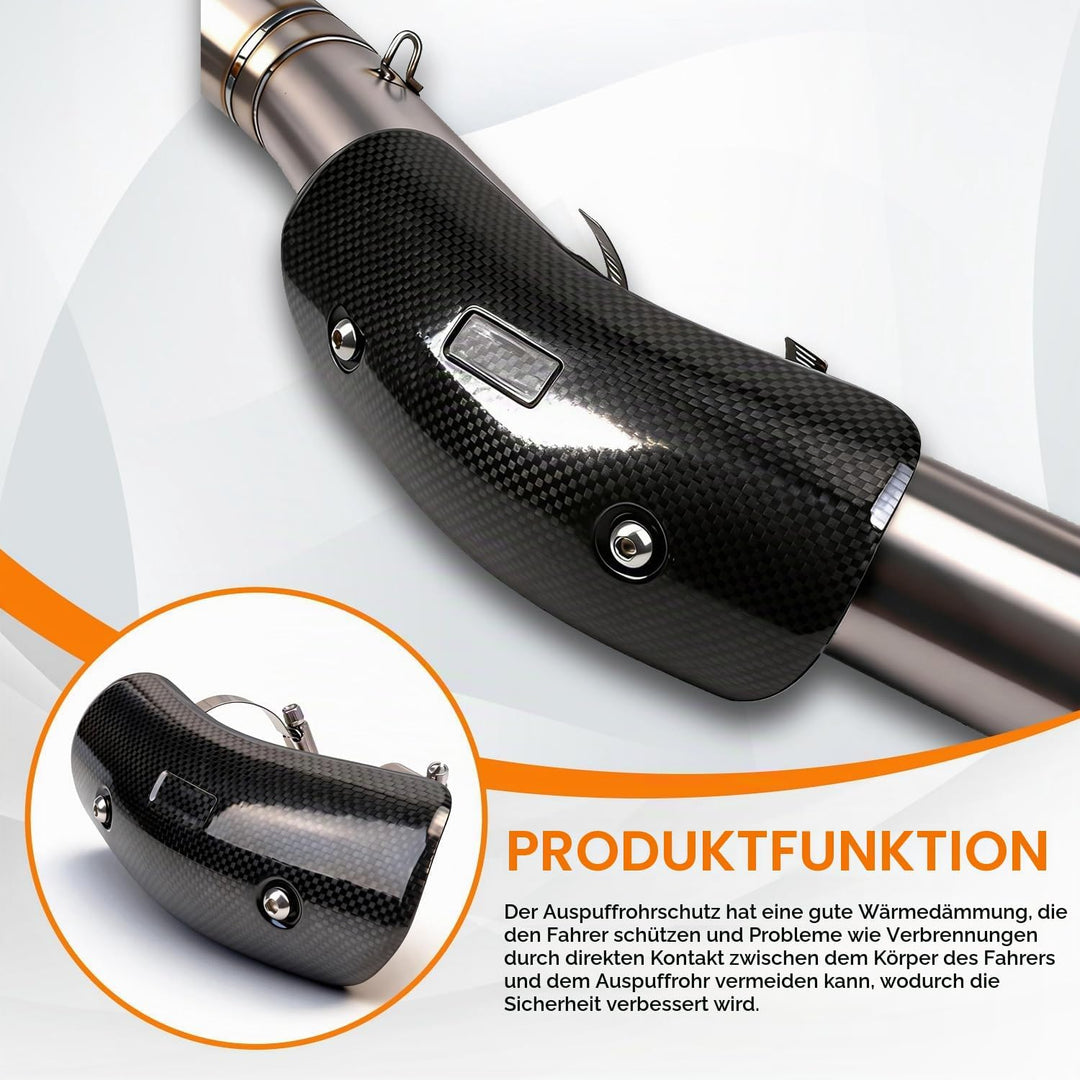 JFG RACING Motorrad Auspuff Hitzeschild,Kohlefaser Motorrad Auspuffrohrabdeckung Hitzeschutzblech Sc