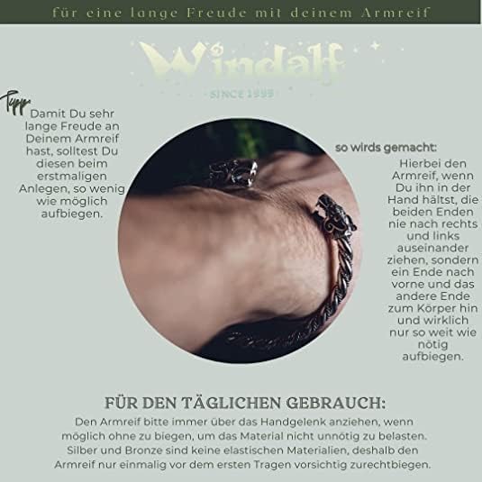 Windalf Wikinger Armreif ODINS RABEN 5.7 cm Wikinger Hugin Munin Armschmuck Handarbeit Bronze
