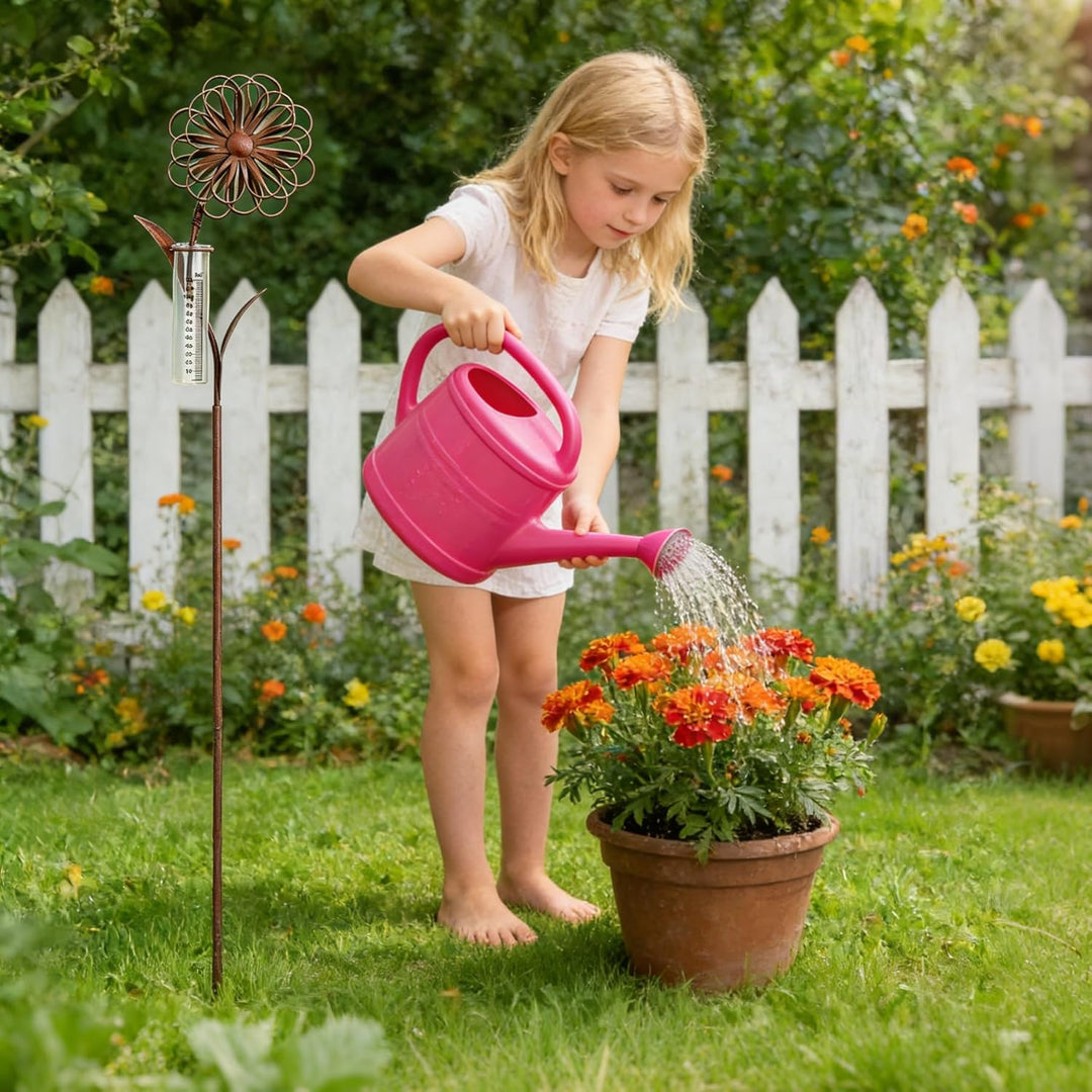 JUJOYBD Regenmesser für Garten Frostsicher mit Stab, Dekorativer Niederschlagsmesser H 110 cm, Regen