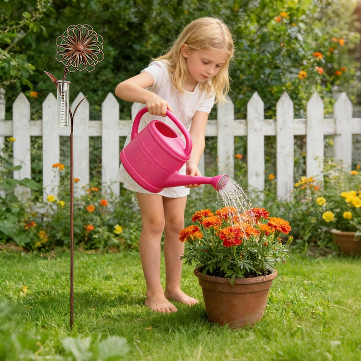 JUJOYBD Regenmesser für Garten Frostsicher mit Stab, Dekorativer Niederschlagsmesser H 110 cm, Regen