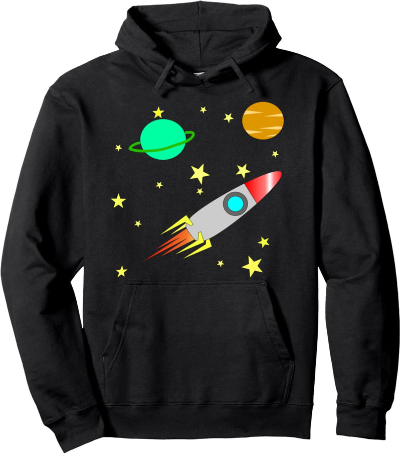 Weltraum-Thema, Planeten, Sterne, Rakete Pullover Hoodie