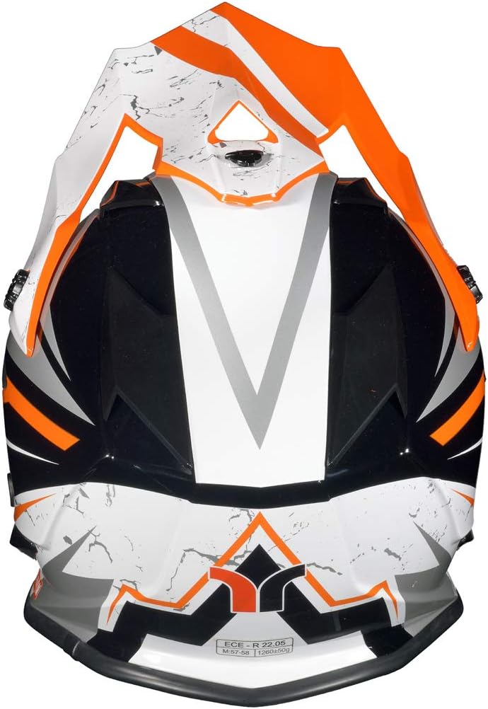 RK-652 Kinder Crosshelm Endurohelm Motorradhelm Roller Quad Helm Kinderhelm Light Orange L (59-60),
