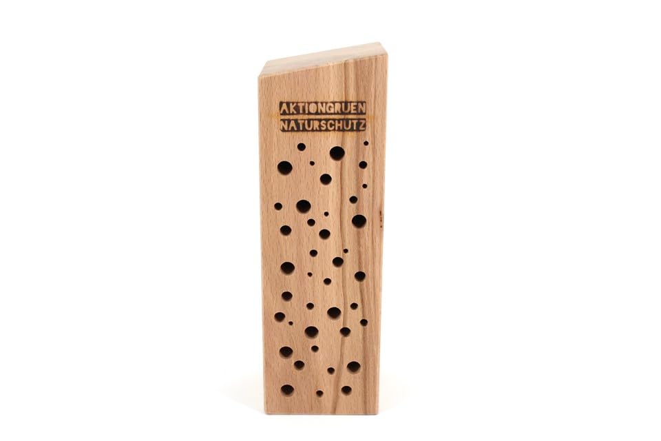 Insektenhotel/Bienenhaus/Nisthilfe aus Buche Massivholz für Wildbienen &amp; solitär lebende Wespen