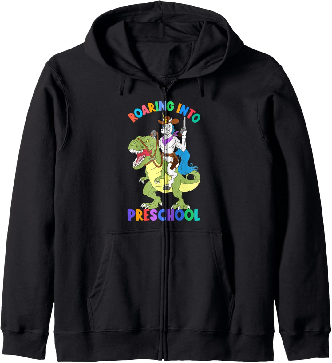 Roaring Into Vorschul-Einhorn auf Dinosaurier Back To School Kapuzenjacke