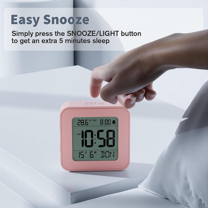 LATEC Wecker Digital, Digitaler Wecker Batterie Alarm Clock, Klein Reisewecker Digital Uhr mit Tempe