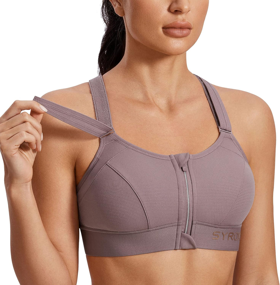 SYROKAN Sport BH Damen Starker Halt Ohne Bügel BHS mit Vorderverschluss Ggepolstert Bügellos Guter H