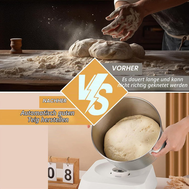 7L Edelstahl Teigmehl Mixer, Elektrischer Teigbereiter mit Fermentfunktion, Vollautomatische Teigkne