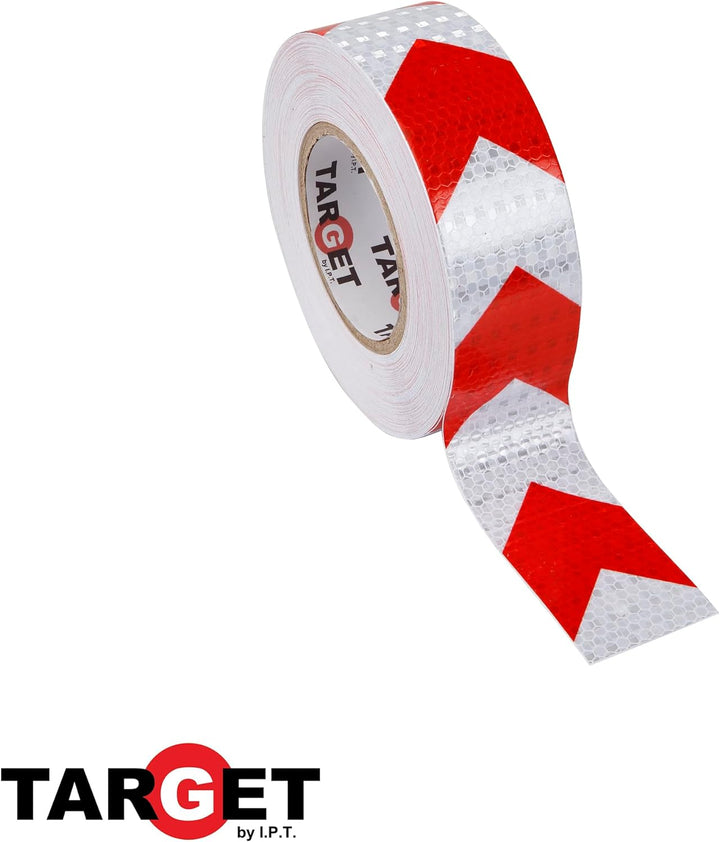TARGET CRE43350 - Reflektierendes Klebeband - Rot und Weiss - 33 Meter x 50 Millimeter - Beschilderu