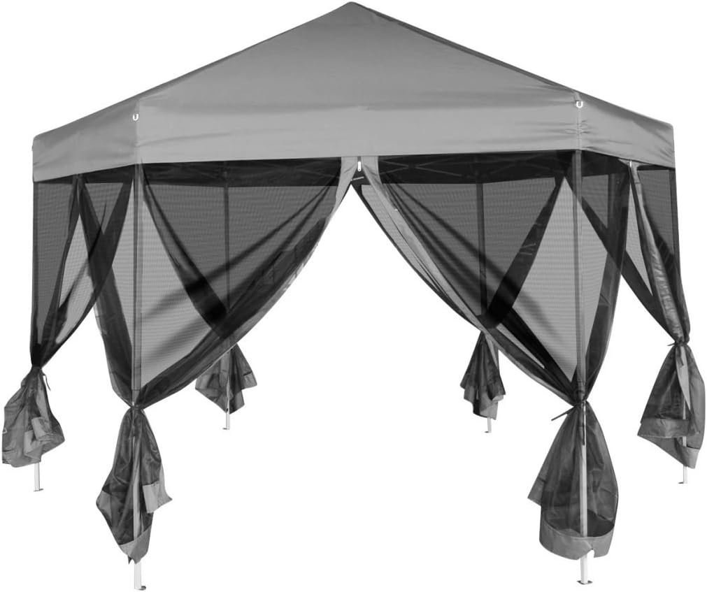 tidyard Sechseckiges Partyzelt Pop-Up Festzelt Faltbar Gartenzelt Garten Pavillon 3,6 x 3,1 m Faltpa