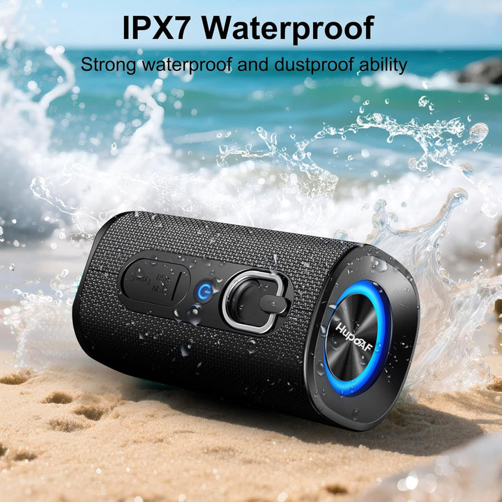 Bluetooth Lautsprecher mit Licht, 30W Musikbox Bluetooth 5.4, Bass Boost Box mit IPX7 Wasserschut, 3